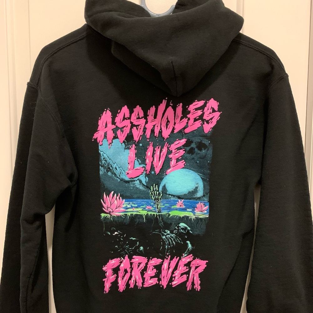 Black & Hot Pink Graphic Pullover Hoodie